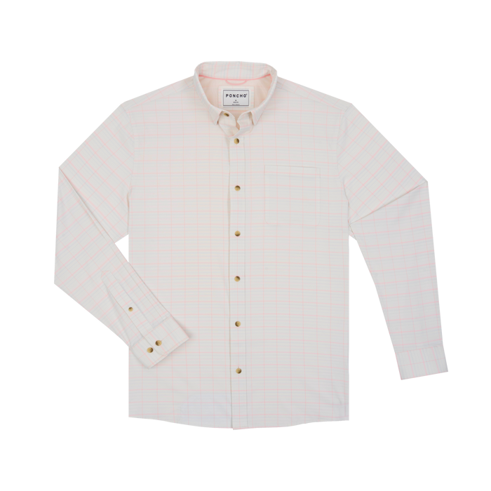 The Apalachicola long-sleeve outdoor shirt with subtle grid pattern, light color