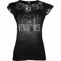 THE BATMAN - I AM VENGEANCE - Lace Layered Cap Sleeve Top Black Spiral USA