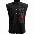 THE BATMAN - PROFILE LOGO - Sleeveless Stone Washed Worker Black Spiral USA
