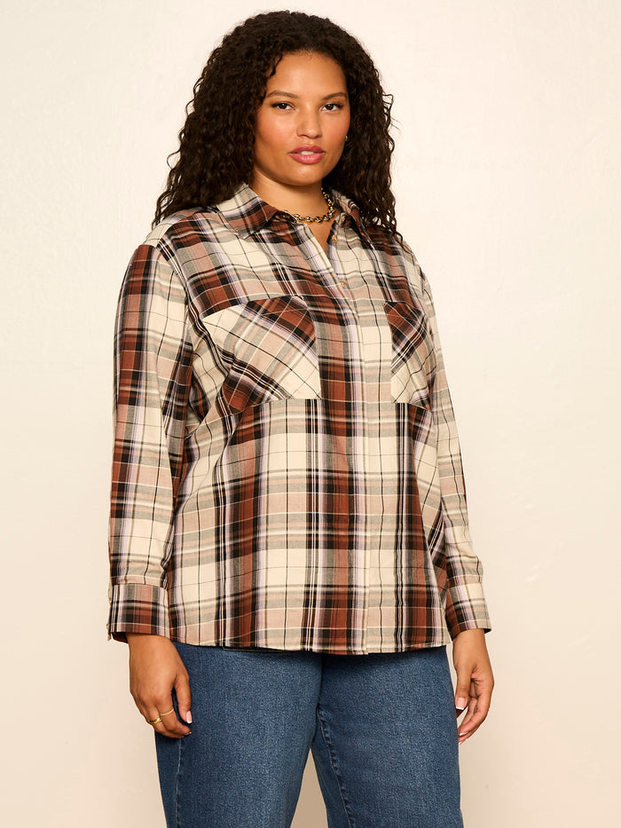 The City Plaid Shirt Haze Plaid Extended Sizing