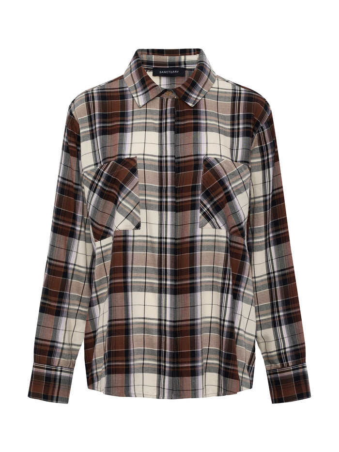 The City Plaid Shirt Haze Plaid Extended Sizing