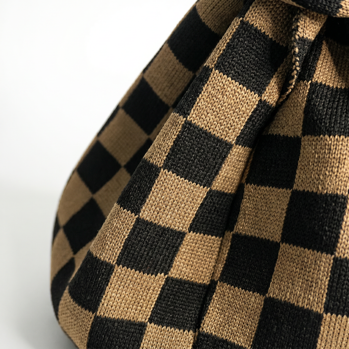 Classic Checkered Brown Handbag A Bag Concept