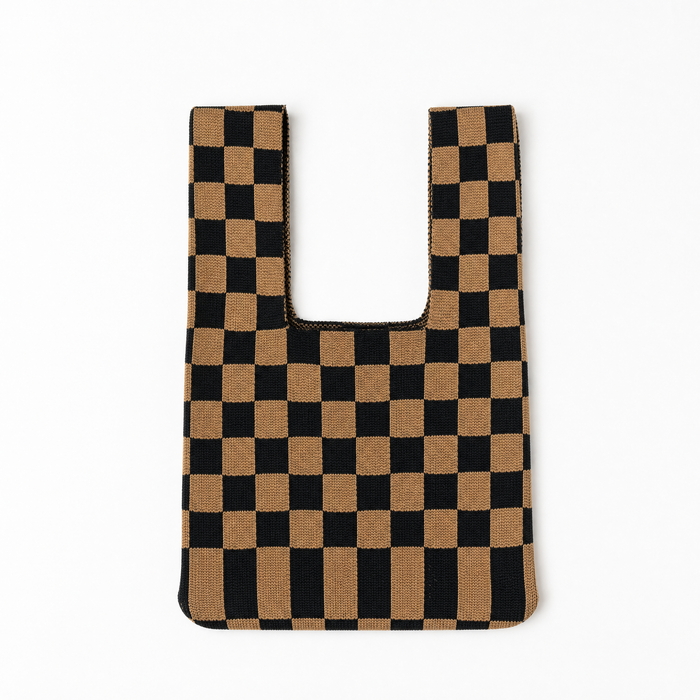 Classic Checkered Brown Handbag A Bag Concept