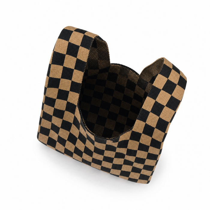 Classic Checkered Brown Handbag A Bag Concept