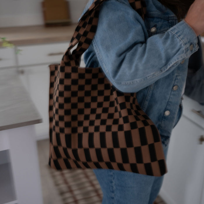 The Classic Checkered Skinny Tote A Bag Concept