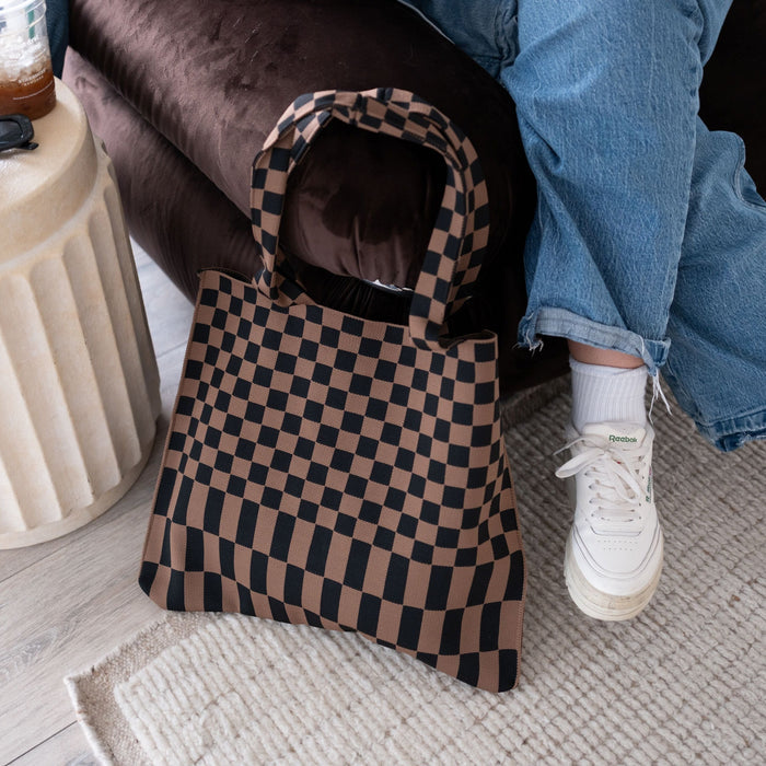 The Classic Checkered Skinny Tote A Bag Concept