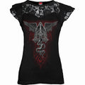 THE DEAD - Lace Layered Cap Sleeve Top Black Spiral USA