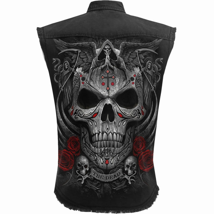 THE DEAD - Sleeveless Stone Washed Worker Black Spiral USA