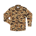 The Delta Cowboy shirt with a rugged brown and tan camouflage pattern, designed for outdoors.