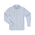 The Fog Horn blue plaid long sleeve shirt with button front and chest pockets