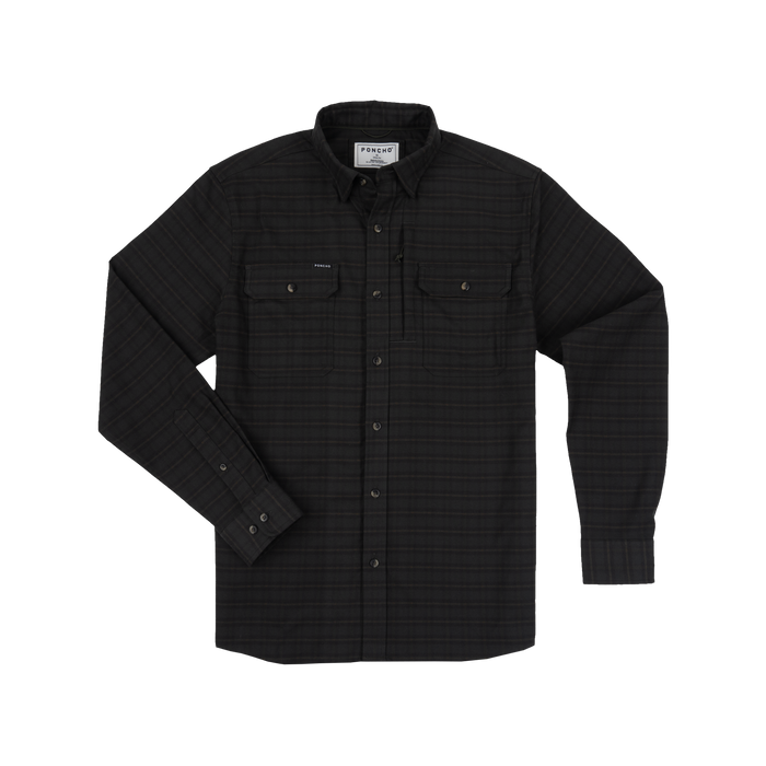The Gloucester dark plaid long sleeve shirt with button front and two chest pockets