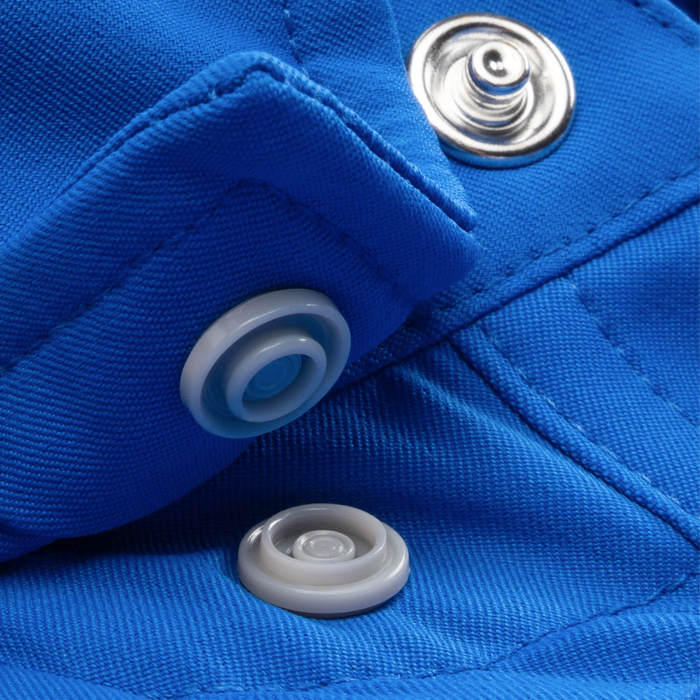 Closeup of collar snaps on collar of shirt