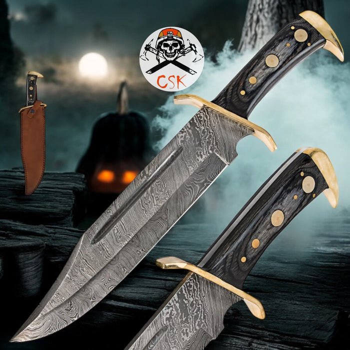 Timber Rattler Western Outlaw Folded Damascus Knife With Full Tang Beast of a Blade by cskforged cskforged