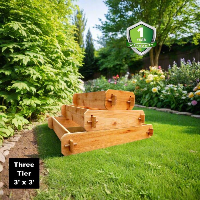 Timberlane Gardens Raised Garden Bed Kit 3 Tiered Pyramid (1x3 2x3 3x3) Select Cedar Elevated Planter Timberlane Gardens