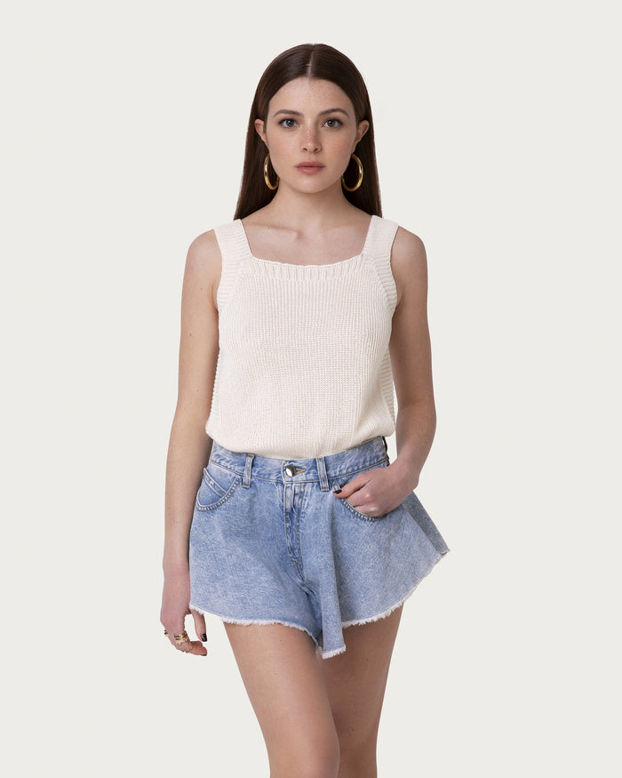 Top in cotone organico beige sostenibile