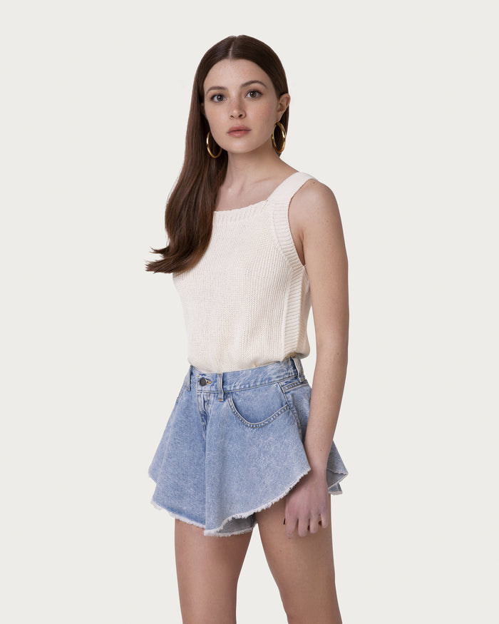Top in cotone organico beige sostenibile