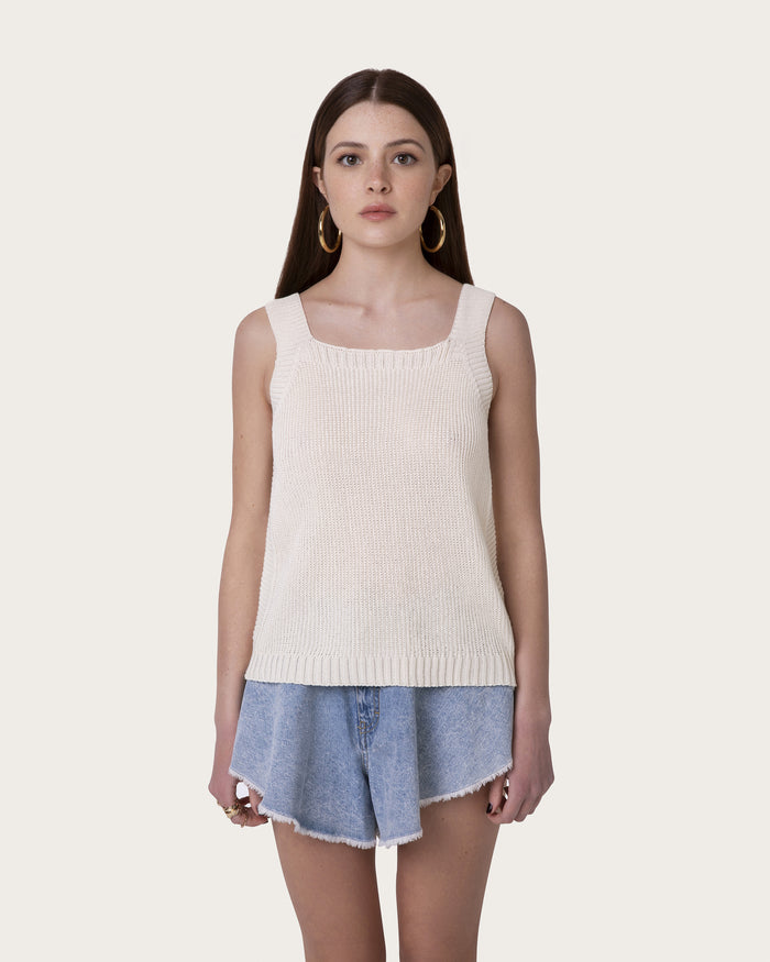 Top in cotone organico beige sostenibile