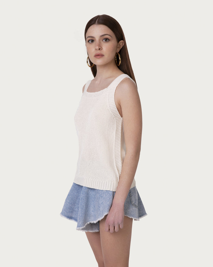 Top in cotone organico beige sostenibile