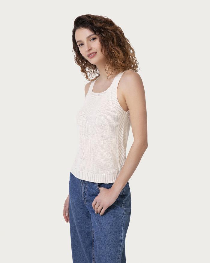 Top in cotone organico beige sostenibile