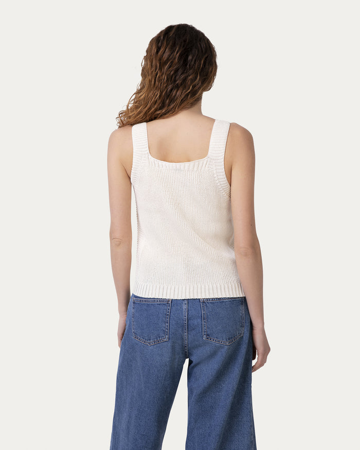 Top in cotone organico beige sostenibile