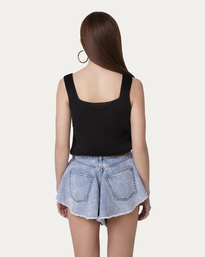 Top in cotone organico nero vegano sostenibile