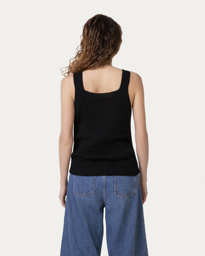 Top in cotone organico nero vegano sostenibile