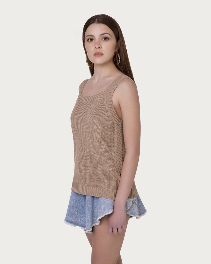 Top in cotone organico terra vegano sostenibile