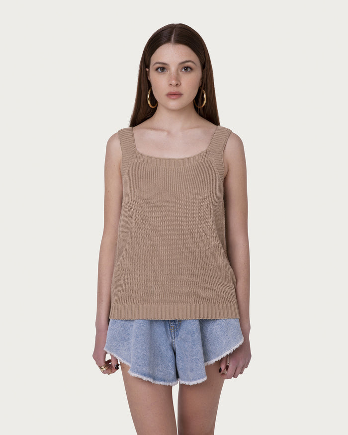 Top in cotone organico terra vegano sostenibile
