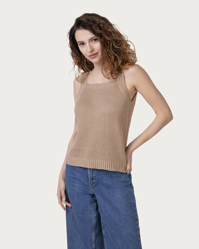 Top in cotone organico terra vegano sostenibile