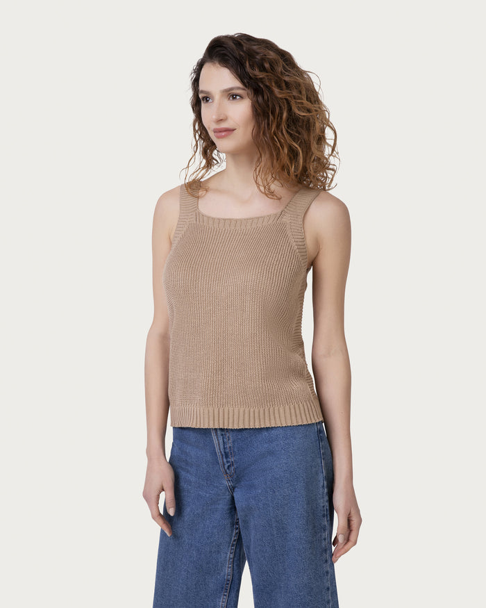 Top in cotone organico terra vegano sostenibile