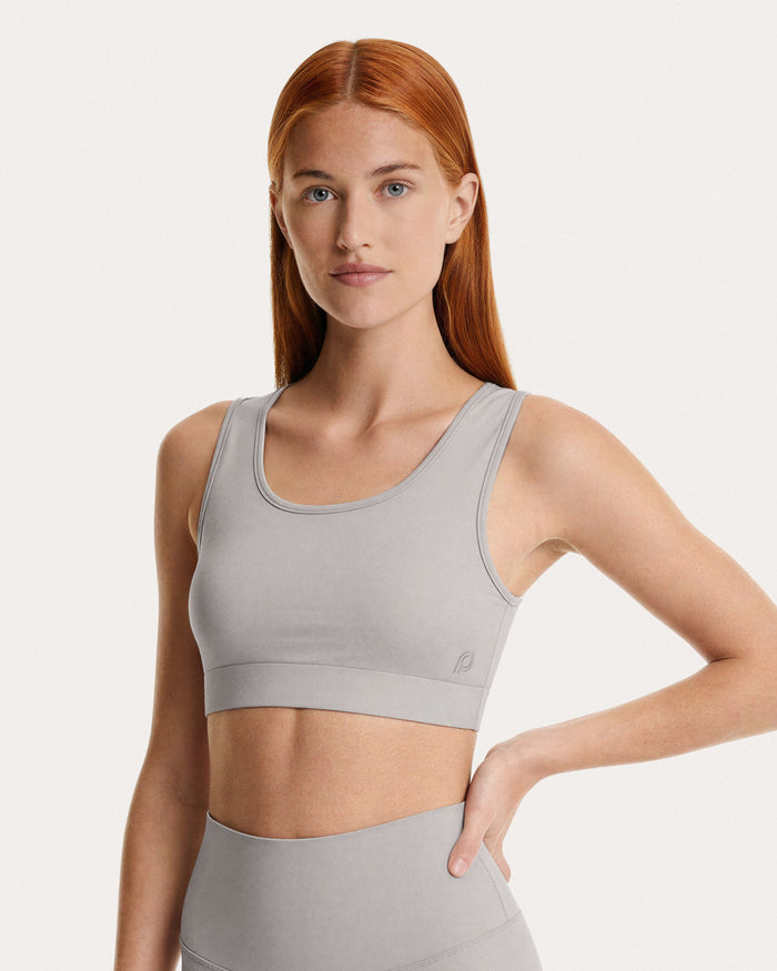 Top sportivo con scollo ampio donna grigio
