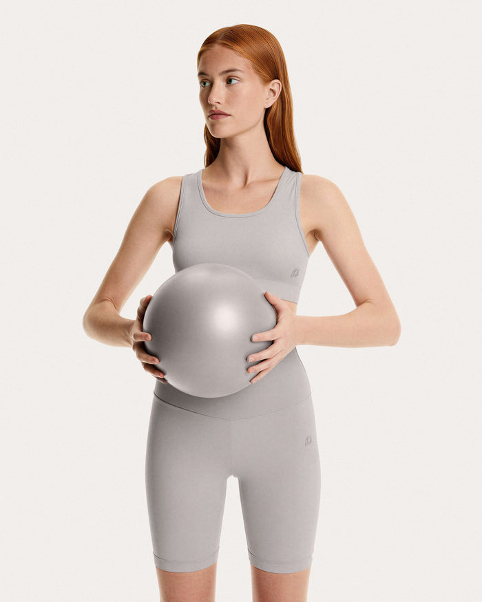 Top sportivo con scollo ampio donna grigio