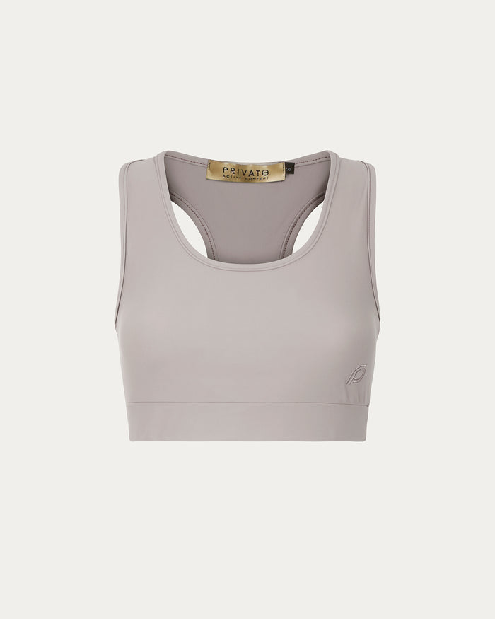 Top sportivo con scollo ampio donna grigio
