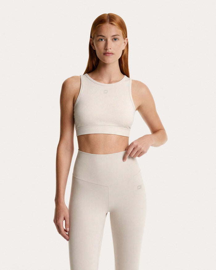 Top sportivo girocollo donna beige
