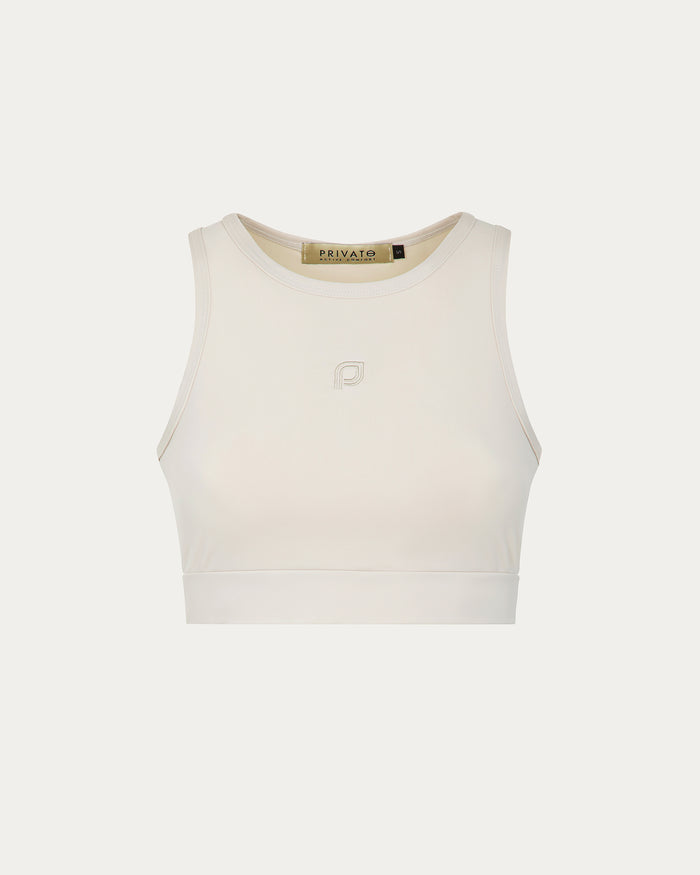 Top sportivo girocollo donna beige