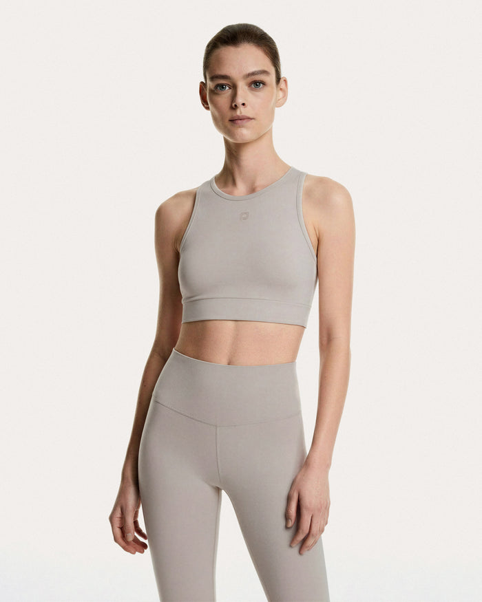 Top sportivo girocollo donna grigio