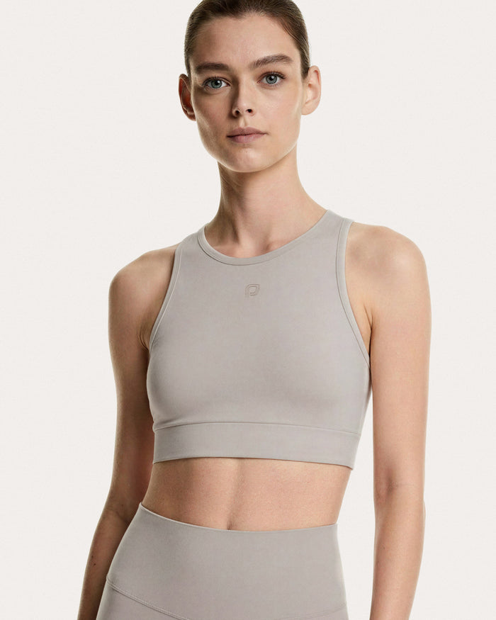 Top sportivo girocollo donna grigio