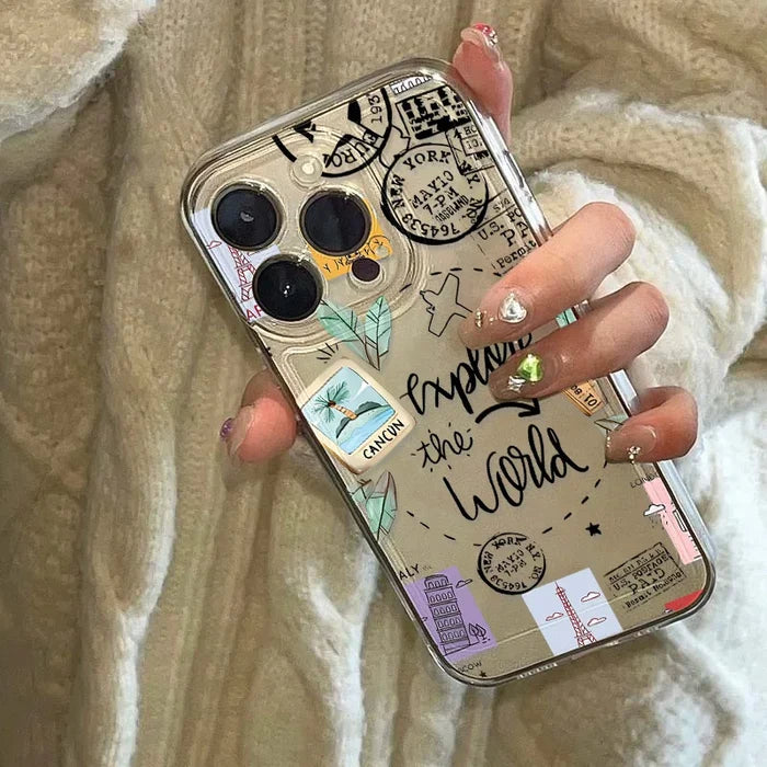 Travel Inspired Airplane Route Design Cover Transparent Phone Case PhoneShells