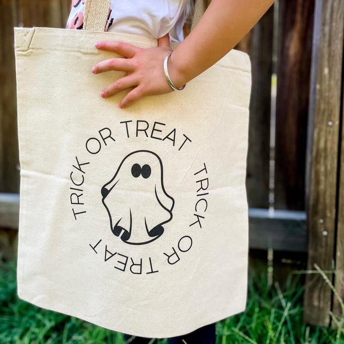 Trick Or Treat Circle Ghost Tote Bag Ivy + Cloth