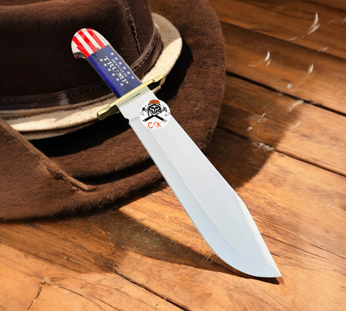 Trump Handle Knife And Sheath - Stainless Steel Blade,Brass Guard - Length 16” cskforged
