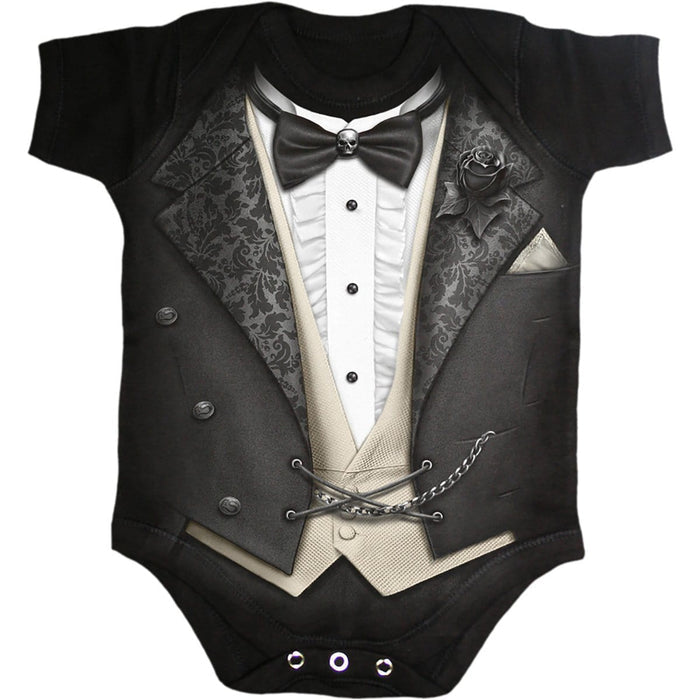 TUXED - Baby Sleepsuit Black Spiral USA