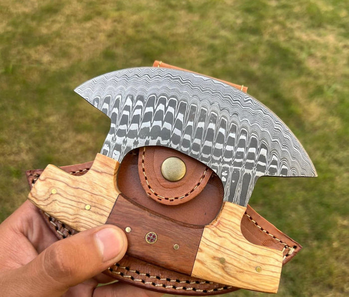 Unique Custom Damascus ulu Knife cskforged