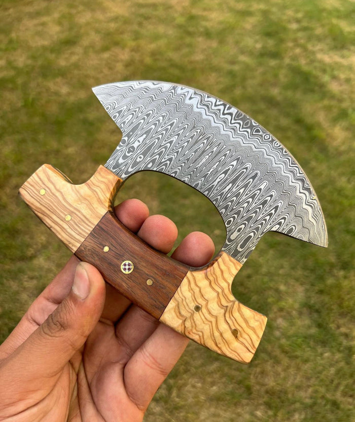 Unique Custom Damascus ulu Knife cskforged