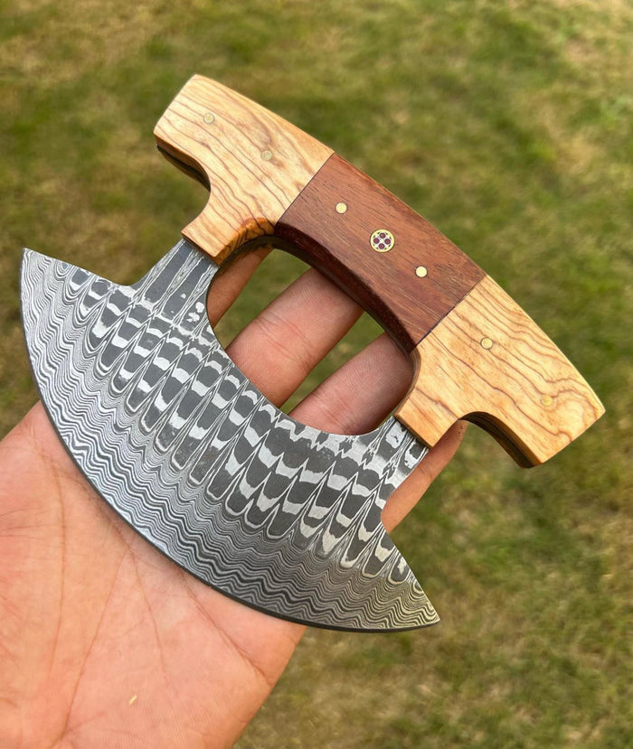 Unique Custom Damascus ulu Knife cskforged