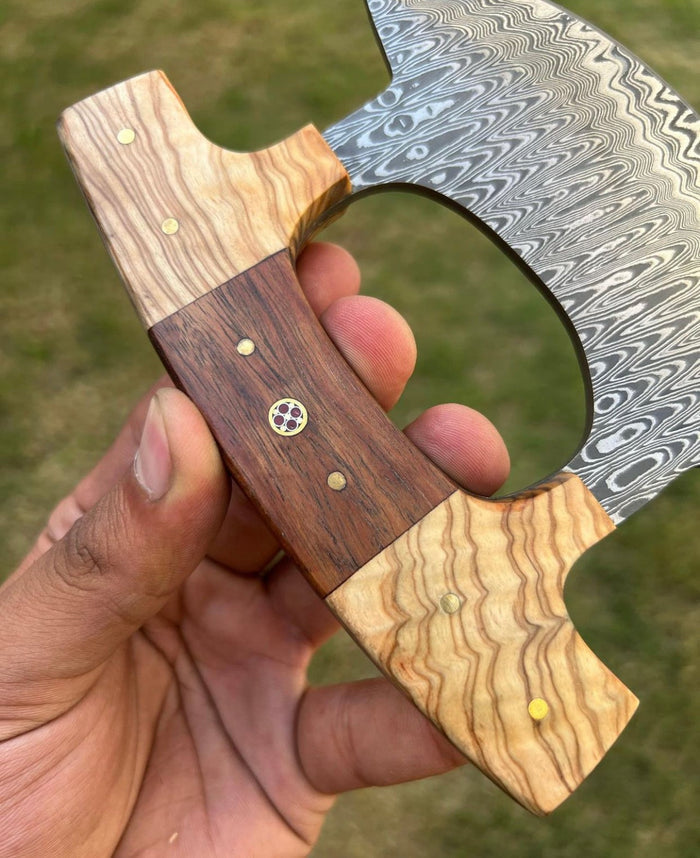 Unique Custom Damascus ulu Knife cskforged