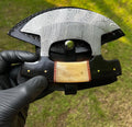Unique Custom made Damascus Steel Ulu Knife cskforged