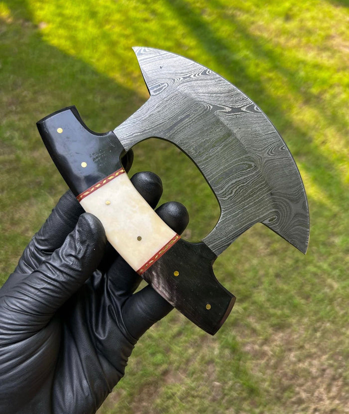 Unique Custom made Damascus Steel Ulu Knife cskforged