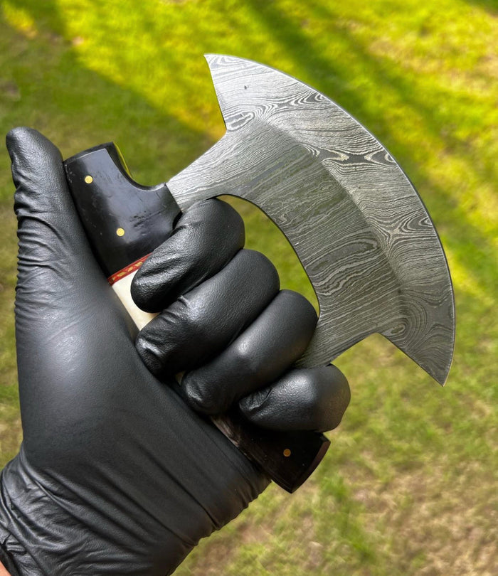 Unique Custom made Damascus Steel Ulu Knife cskforged