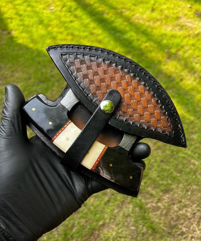 Unique Custom made Damascus Steel Ulu Knife cskforged