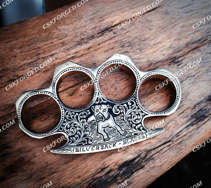 Unique Dog Engraved CSK Collectibles-Exclusive Themed Brass Knuckles cskforged
